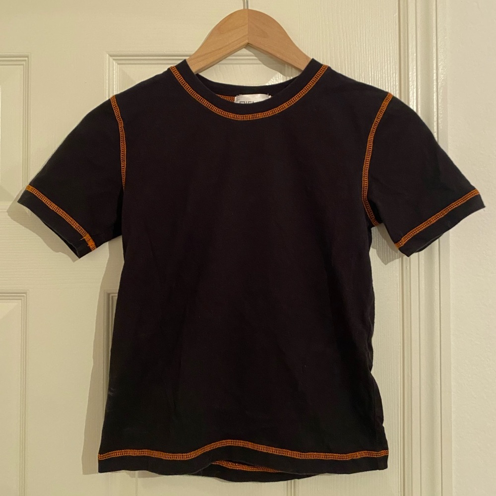 Black Short Sleeve Tee with Orange Accents